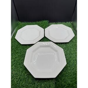 Set of 3 Johnson Brothers Heritage White Octagon 10" Dinner Plates